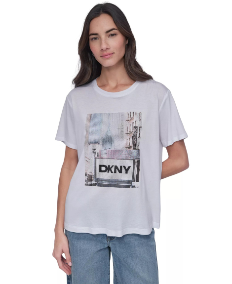 Футболка DKNY зі стразами 1159847576 (Білий S)