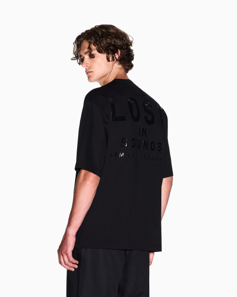 Футболка Armani Exchange с надписью в тон 1159847966 (Черный XL)