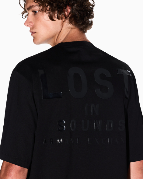 Футболка Armani Exchange с надписью в тон 1159847966 (Черный XL)