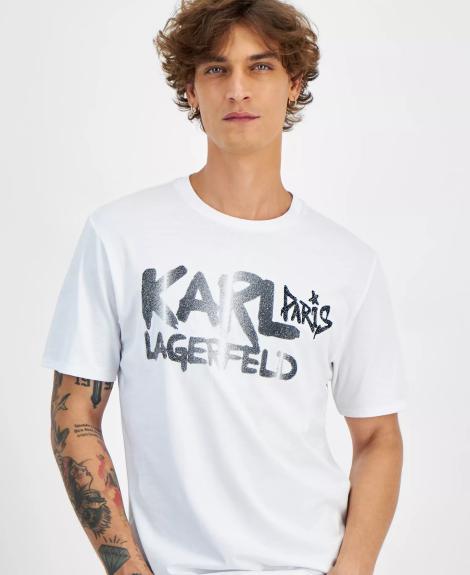 Мужская футболка Karl Lagerfeld Paris с объемным логотипом 1159848439 (Белый L)