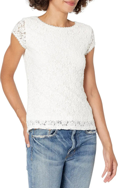 Женская кружевная футболка Karl Lagerfeld Paris 1159849668 (Молочный XS)
