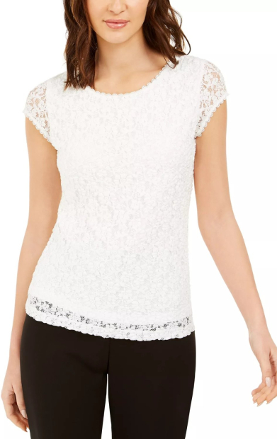 Женская кружевная футболка Karl Lagerfeld Paris 1159849668 (Молочный XS)