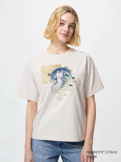 Футболка UNIQLO с принтом SKULLPANDA 1159849746 (Молочный S)