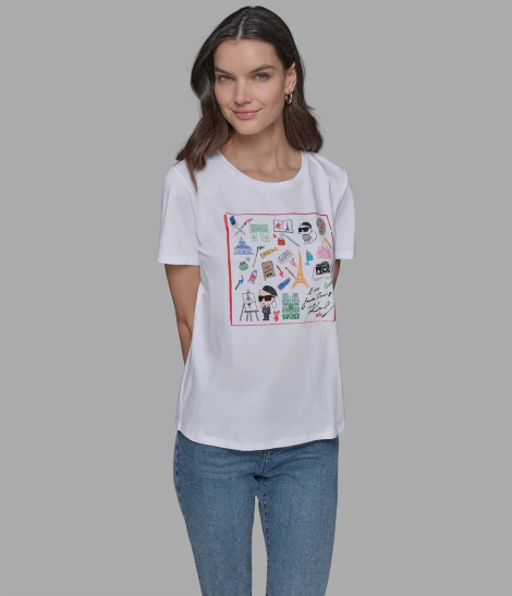 Жіноча футболка Karl Lagerfeld Paris з принтом 1159849816 (Білий S)