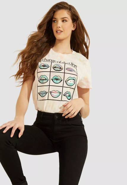 Женская яркая футболка тай-дай GUESS с принтом 1159850041 (Разные цвета XS)