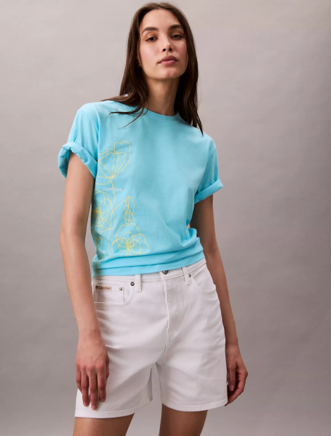 Жіноча футболка Calvin Klein з принтом 1159850189 (Блакитний XS)