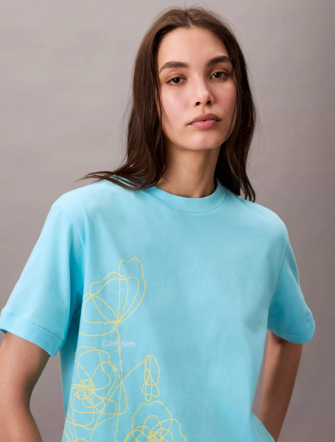 Жіноча футболка Calvin Klein з принтом 1159850189 (Блакитний XS)