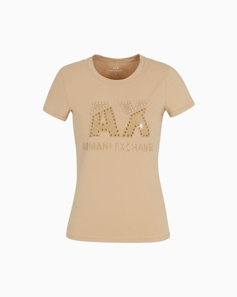 Жіноча футболка Armani Exchange зі стразами 1159850203 (Бежевий XXL)