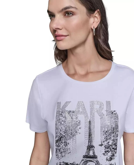 Жіноча футболка Karl Lagerfeld Paris зі стразами 1159850397 (Білий L)
