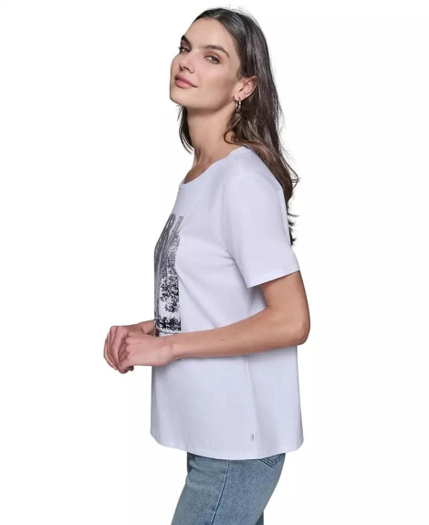Жіноча футболка Karl Lagerfeld Paris зі стразами 1159850397 (Білий L)