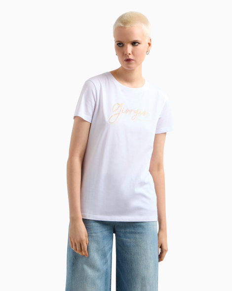 Женская футболка Armani Exchange со стразами 1159850817 (Белый XL)