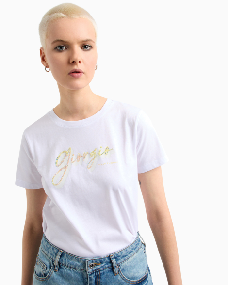 Женская футболка Armani Exchange со стразами 1159850817 (Белый XL)