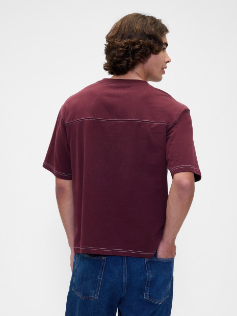 Футболка чоловіча GAP з контрастними рядками 1159850828 (Бордовий M)