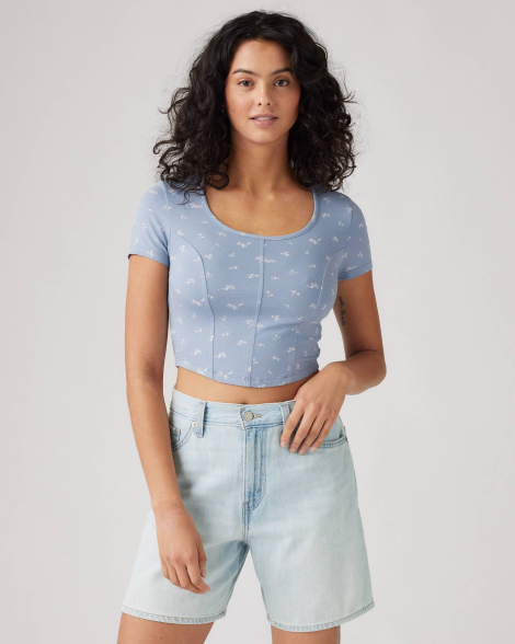Женская укороченная футболка Levi's с принтом 1159850852 (Голубой M)