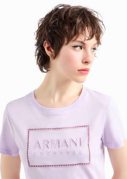 Женская футболка Armani Exchange с логотипом 1159851046 (Сиреневый S)