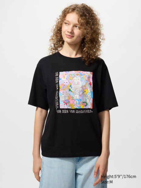 Футболка с принтом Labubu POP MART UT UNIQLO 1159851116 (Черный L)