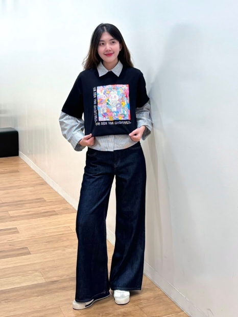 Футболка с принтом Labubu POP MART UT UNIQLO 1159851116 (Черный L)