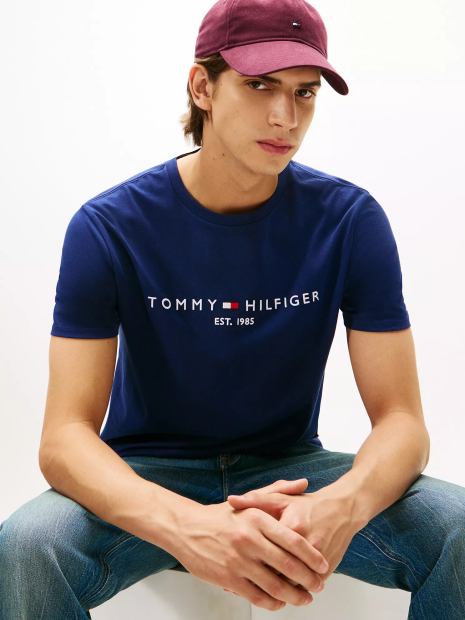 Жіноча футболка Tommy Hilfiger з вишитим логотипом 1159851228 (Синій L)