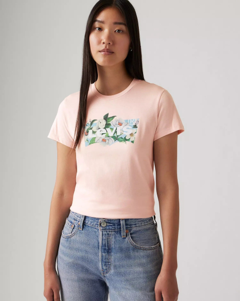 Женская футболка Levi's с принтом 1159851278 (Розовый S)