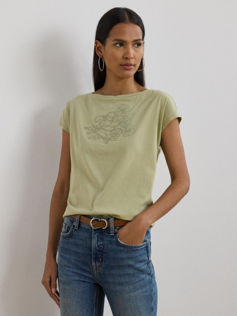 Женская футболка Ralph Lauren с вышивкой 1159851358 (Зеленый S)