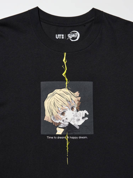 Футболка Demon Slayer: Kimetsu no Yaiba UNIQLO с принтом Zenitsu 1159851361 (Черный S)