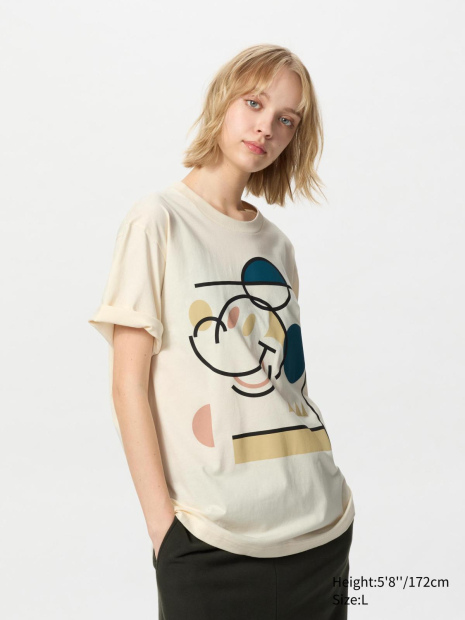 Футболка Disney's Mickey Faces UNIQLO с принтом 1159851373 (Молочный XXL)