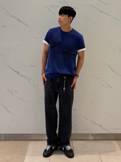 Футболка One Piece UNIQLO с принтом Lucci and Zorro 1159851377 (Синий S)