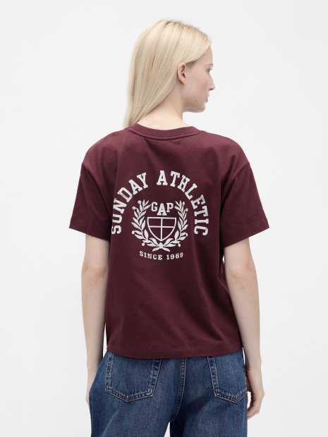 Жіноча футболка GAP з принтом 1159851409 (Бордовий M)