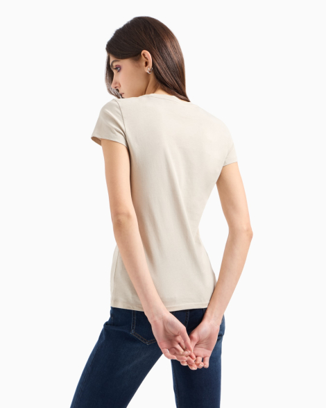 Жіноча футболка Armani Exchange з логотипом з паєток 1159851410 (Бежевий XXL)