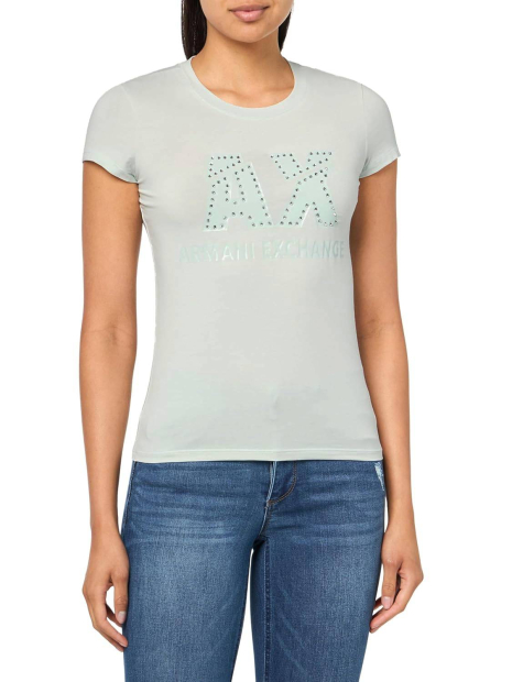 Женская футболка Armani Exchange со стразами 1159851555 (Зеленый L)
