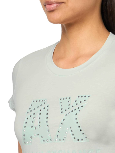 Женская футболка Armani Exchange со стразами 1159851555 (Зеленый L)