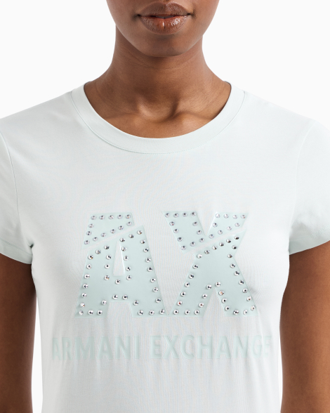 Женская футболка Armani Exchange со стразами 1159851555 (Зеленый L)
