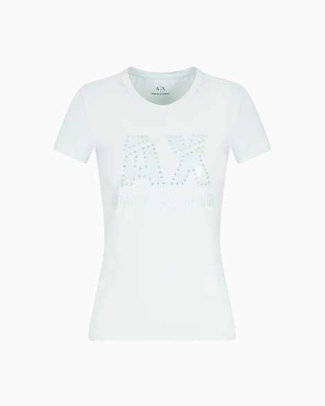 Женская футболка Armani Exchange со стразами 1159851555 (Зеленый L)