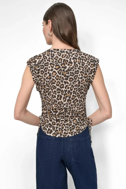 Футболка DKNY со сборками 1159852014 (Леопардовый XS)