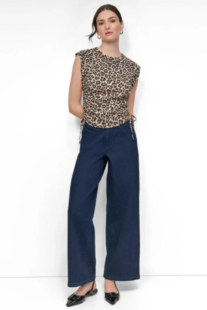 Футболка DKNY со сборками 1159852014 (Леопардовый XS)