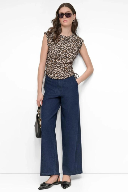 Футболка DKNY со сборками 1159852014 (Леопардовый XS)