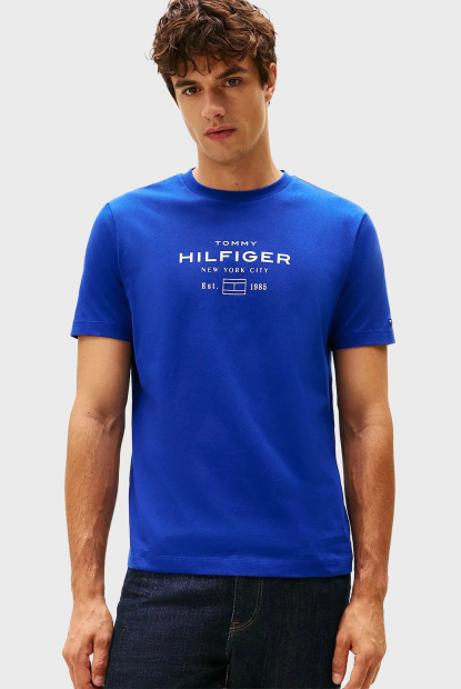 Мужская футболка Tommy Hilfiger с логотипом 1159852411 (Синий M)