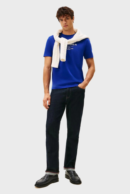 Мужская футболка Tommy Hilfiger с логотипом 1159852393 (Синий L)