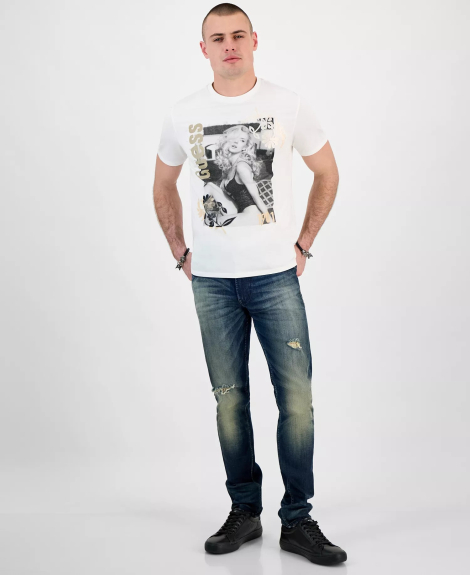 Мужская футболка Guess с принтом и вышивкой 1159852554 (Белый XXL)