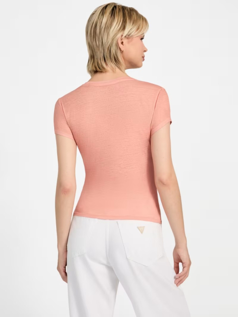 Женская футболка GUESS с принтом и стразами 1159852654 (Оранжевый XL)