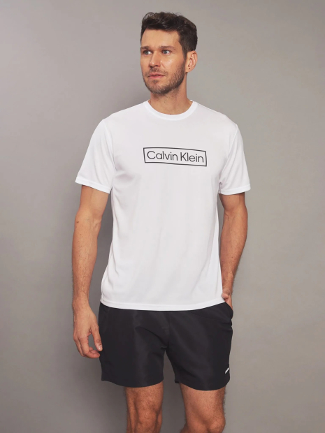 Чоловічий рашгард Calvin Klein футболка для купання із захистом від сонця UPF 40 1159852882 (Білий XXL)