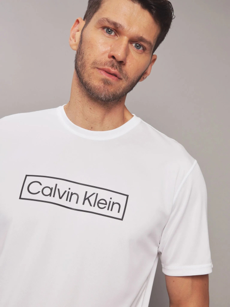 Чоловічий рашгард Calvin Klein футболка для купання із захистом від сонця UPF 40 1159852882 (Білий XXL)
