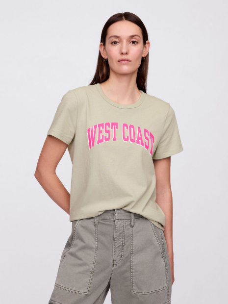 Женская футболка GAP с принтом 1159853127 (Бежевый S)