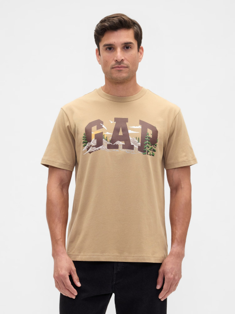 Мужская футболка GAP с принтом 1159854574 (Бежевый M)