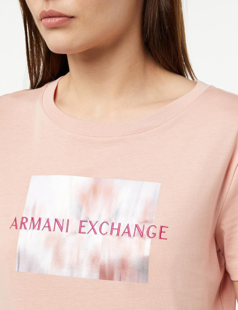 Женская футболка Armani Exchange с логотипом 1159854138 (Розовый L)