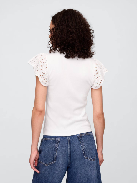 Женская футболка в рубчик GAP с рукавами-крылышками 1159854386 (Белый S)