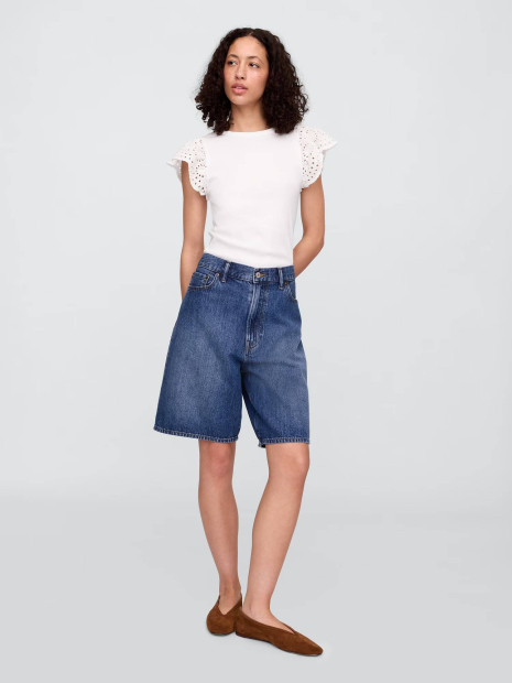 Женская футболка в рубчик GAP с рукавами-крылышками 1159854835 (Белый L)