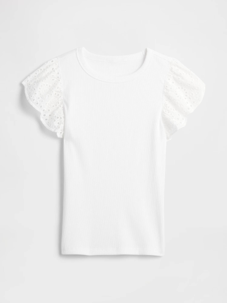 Женская футболка в рубчик GAP с рукавами-крылышками 1159854835 (Белый L)