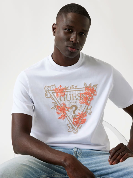 Мужская футболка Guess с вышивкой 1159854519 (Белый XL)