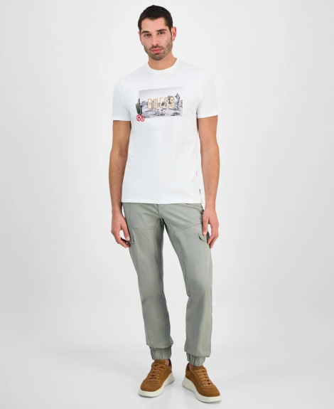 Мужская футболка Guess с принтом и вышивкой 1159854514 (Белый M)